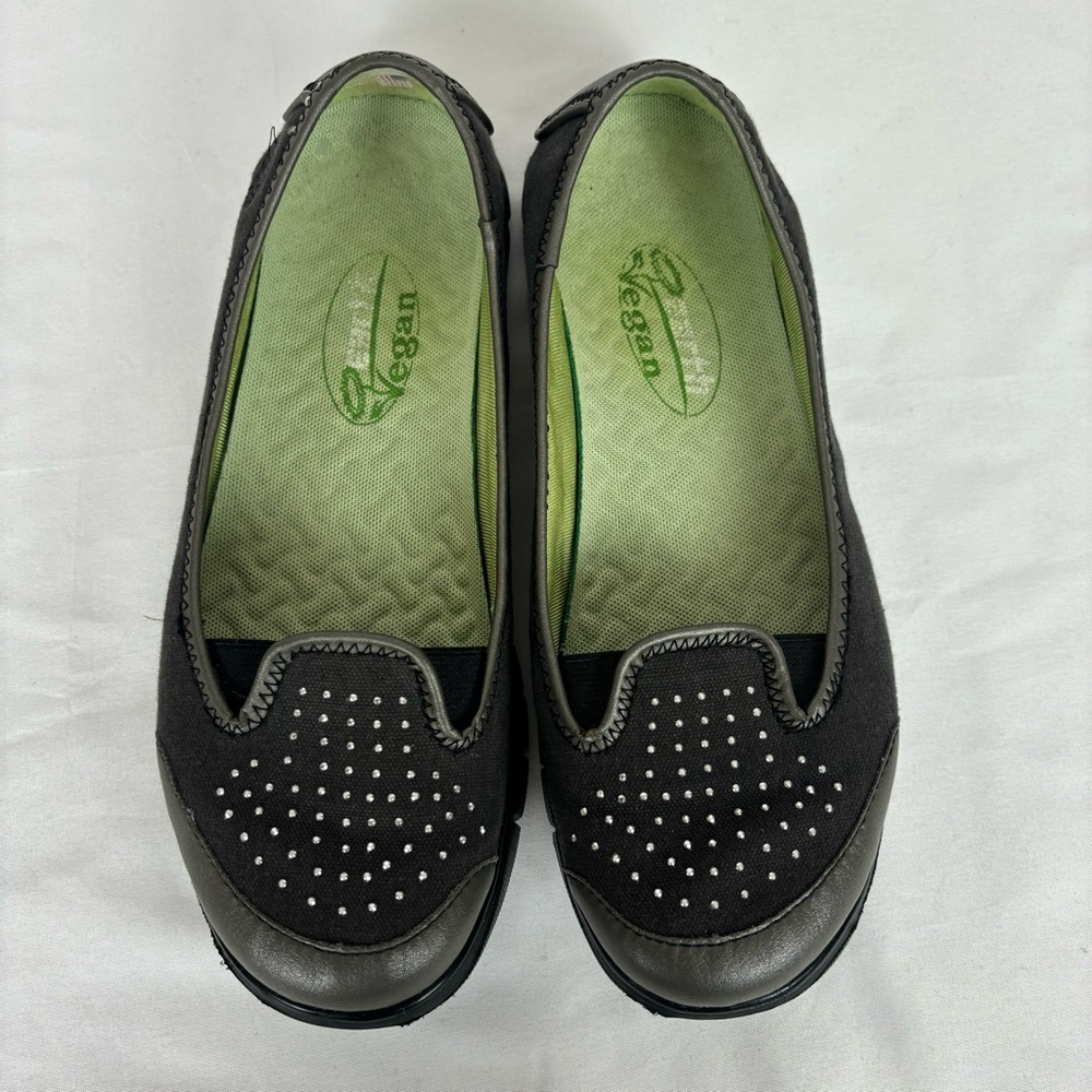 Earth Shoes Vegan Slip On Comfort Loafers Canvas Casual Flats Black Size 6